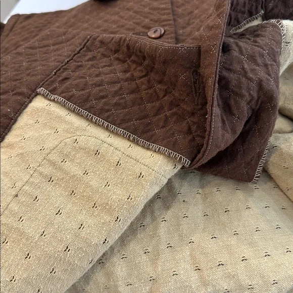 April Cornell Chocolate Brown Quilted Utility Jacket Classic Casual Cabincore - Picture 6 of 6